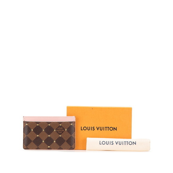 Louis Vuitton Damier Porte Carte Sample Studs Card Case N60248 Brown Pink PVC - Picture 10 of 10